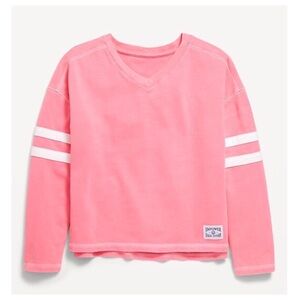 Loose Long-Sleeve Sporty Pink Graphic T-Shirt | M (8)